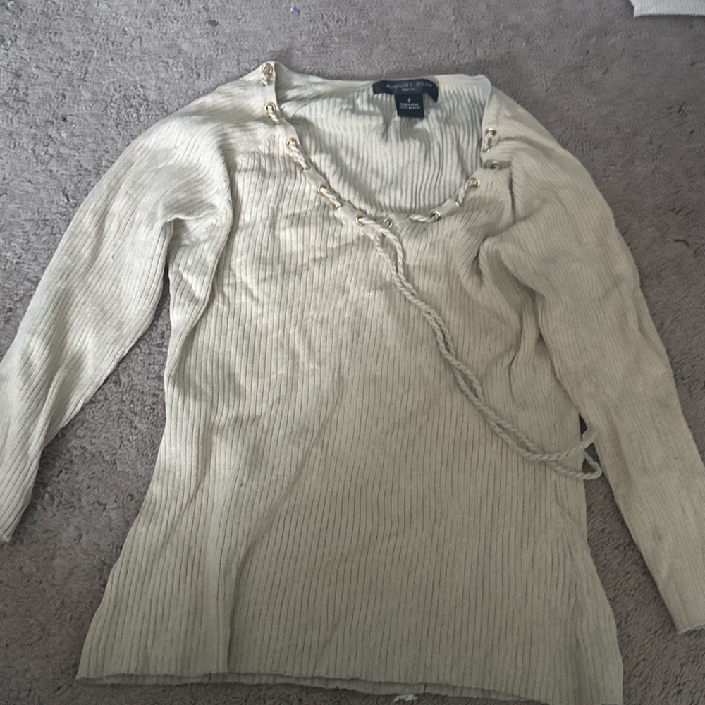 August Silk Cream Ribbed Sweater